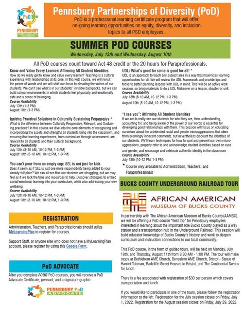 Summer PoD Courses